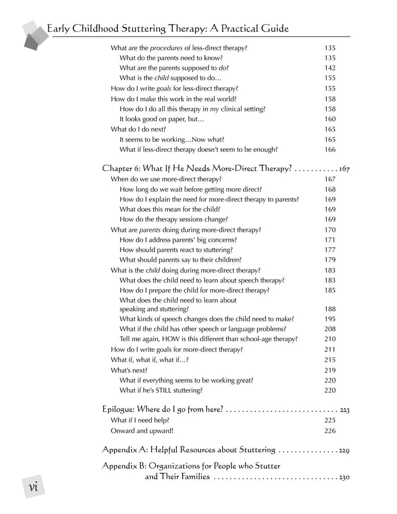 Stuttering Therapy Resources Early Childhood Practical Guide Table of Contents page 3