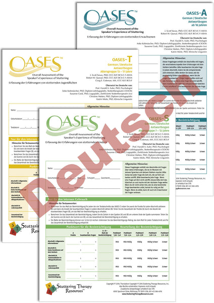 Stuttering Therapy Resources Overall Assessment of the Speaker's Experience of Stuttering OASES German Deutsch Composite Image