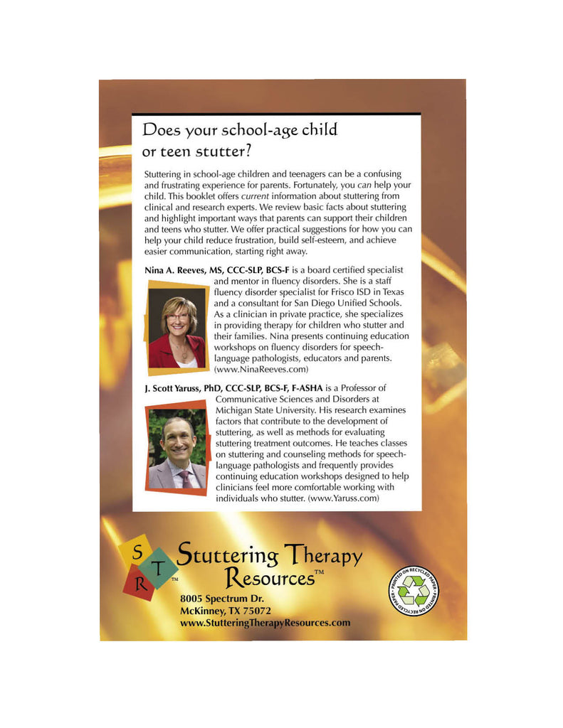 Stuttering Therapy Resources School-Age Parent Back Cover
