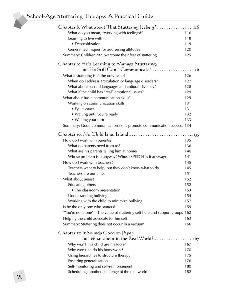 Stuttering Therapy Resources School-Age Practical Guide Table of Contents Page 3