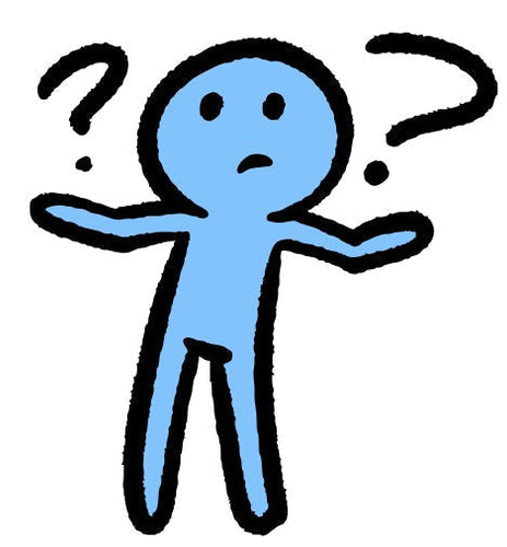Line drawing character - confused look and question marks