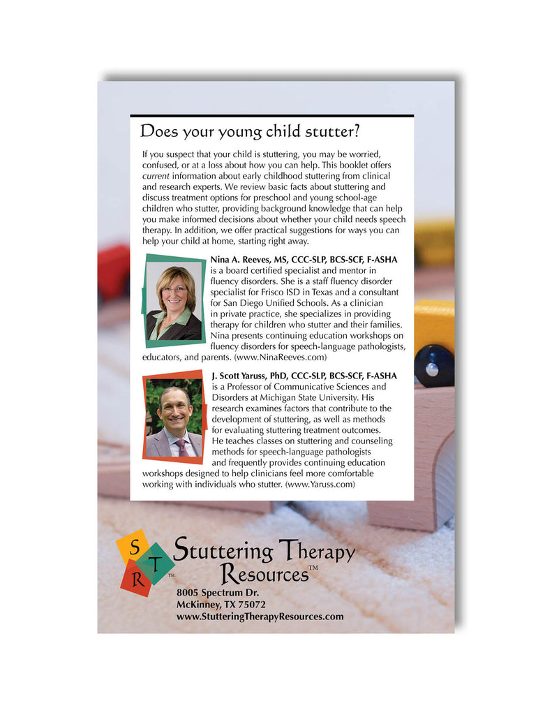 Stuttering Therapy Resources Early Childhood Information Support for Parents Back Cover