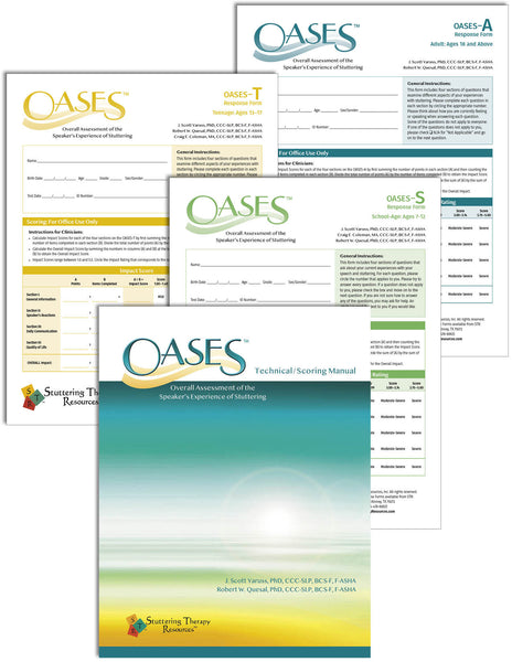 Stuttering Therapy Resources Overall Assessment of the Speaker's Experience of Stuttering OASES English Composite Image