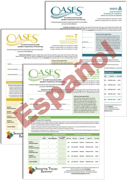 Stuttering Therapy Resources Overall Assessment of the Speaker's Experience of Stuttering OASES Spanish Español Print-Your-Own Composite Image