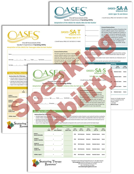 Stuttering Therapy Resources Overall Assessment of the Speaker's Experience of Stuttering OASES-SA Speaking Ability Composite Image