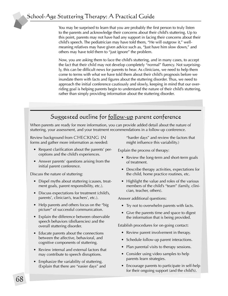Stuttering Therapy Resources School-Age Practical Guide Parent Conference