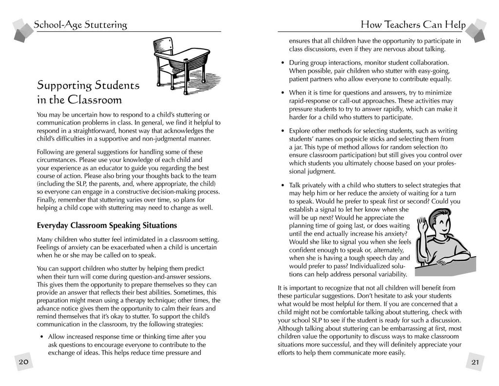 Stuttering Therapy Resources School-Age Teacher Sample Spread 2