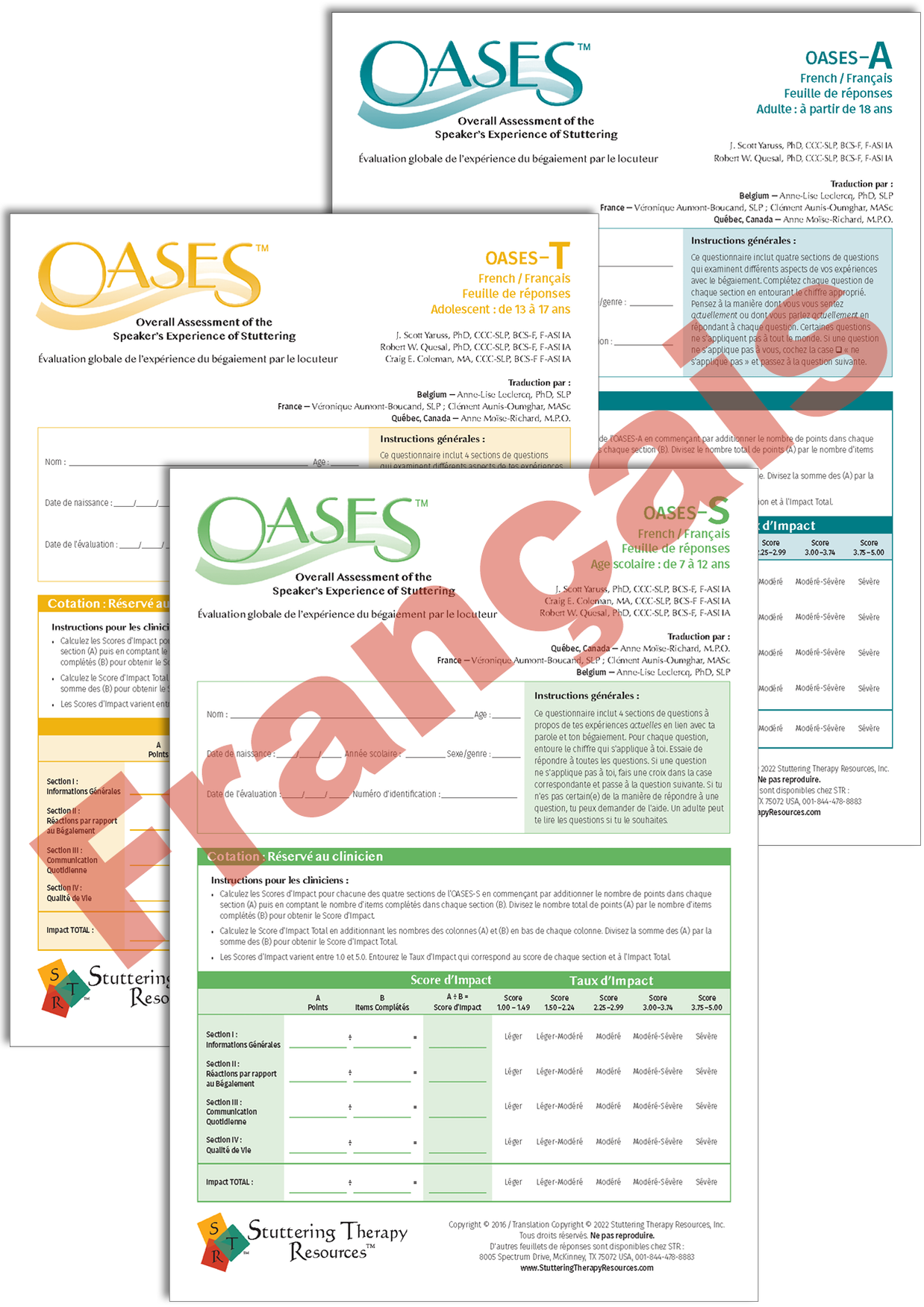 OASES French / Français (Print-Your-Own) – Stuttering Therapy Resources